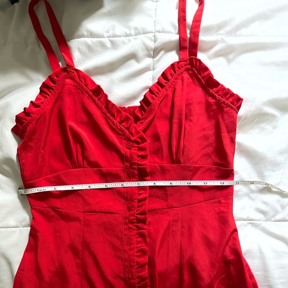 Topshop Red midi ruffle dress botton - Picture 7 of 8